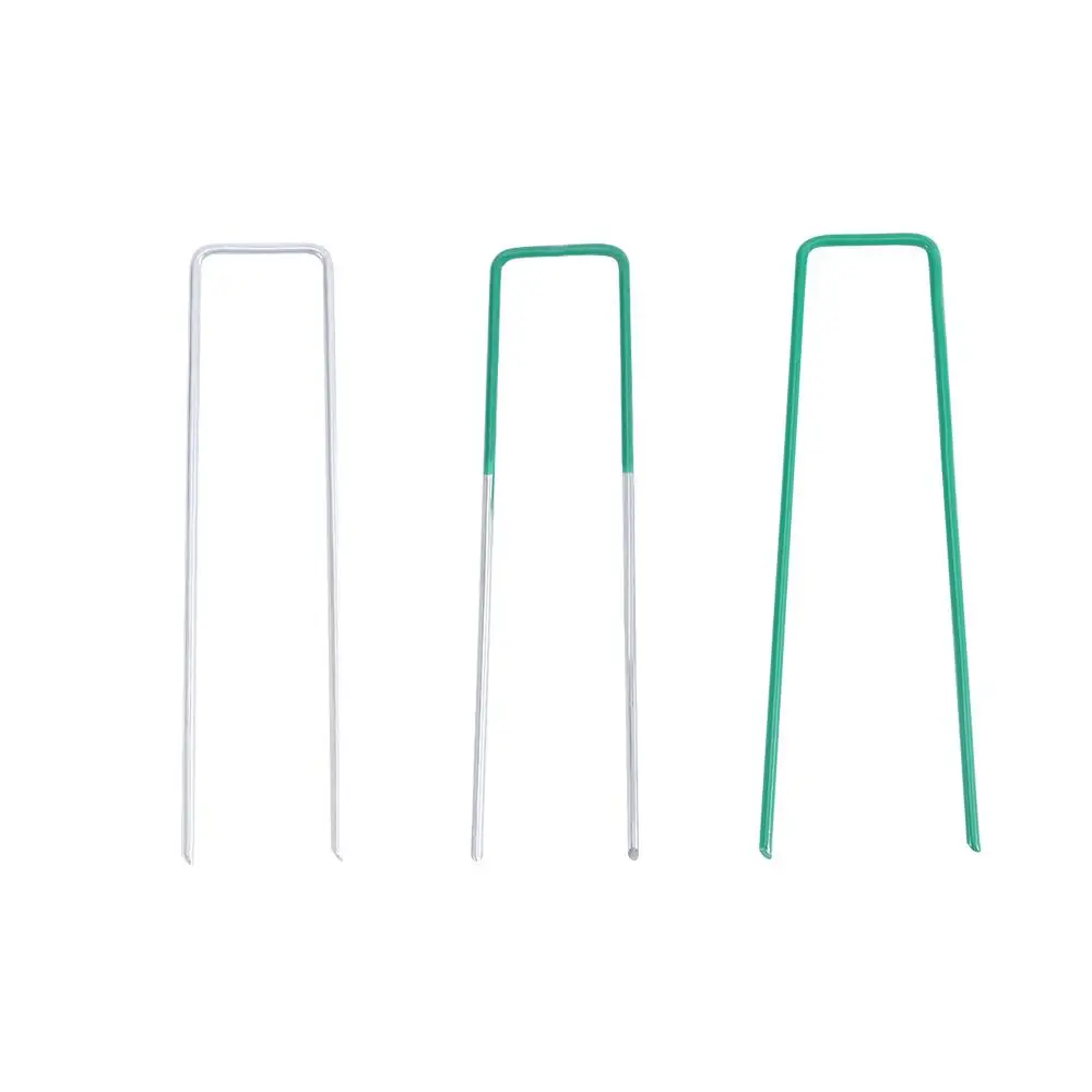 U รูปร่าง Fix สนามหญ้าหญ้าเทียม U Pins ชุบสังกะสีตะขอเหล็กหมุดลวดเย็บกระดาษสนามหญ้าเล็บ
