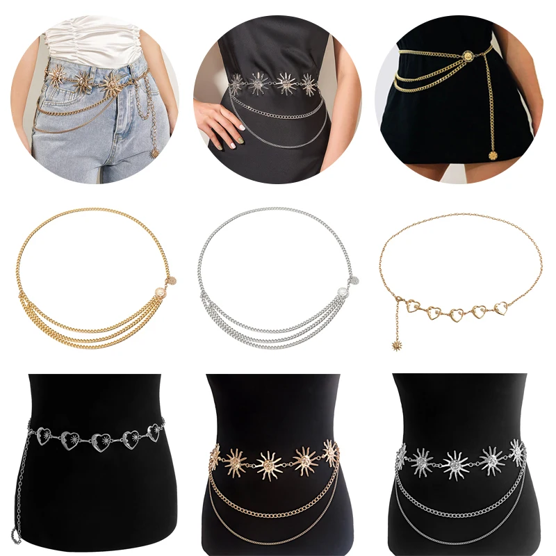 Moon/Sun Waist Chain Belt Bohemia Multilayer Metal Waist Belt Body Chain Belly Chain Women Gold/Silver Plated Summer Jewelry