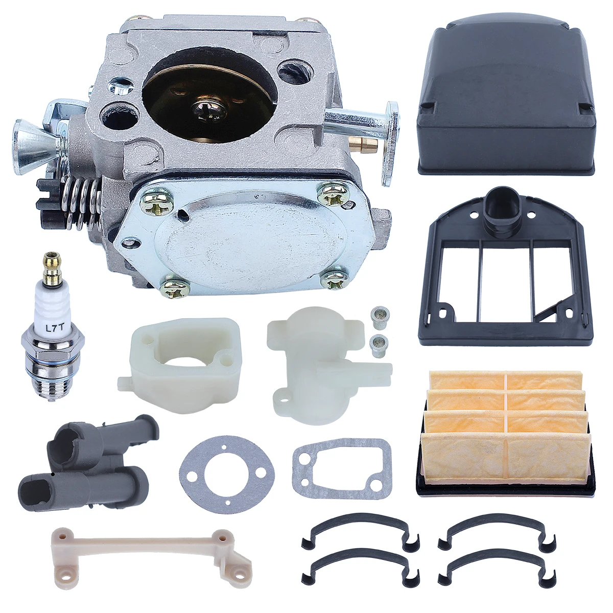 

Carburetor Carb for Husqvarna 61 266 268 272 272XP Chainsaw with Bracket Air Filter Intake Manifold Gasket Spark Plug