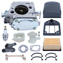 Carburetor Carb for Husqvarna 61 266 268 272 272XP Chainsaw with Bracket Air Filter Intake Manifold Gasket Spark Plug
