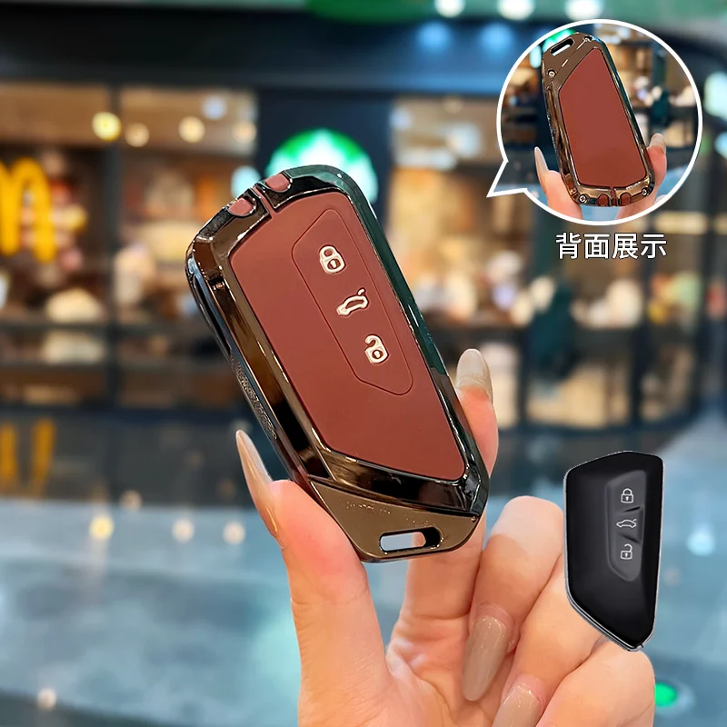 حافظة مفاتيح السيارة غطاء حامل فوب لسيارة Volkswagen VW ID.3 ID.4 Golf Mk8 GTI GTD R Atlas Cross Sport Passat ملحقات السيارة #4