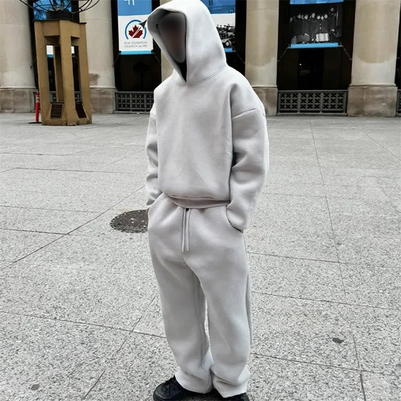

Men’s 2 Piece Tracksuit Set Long Sleeve Solid Color Hoodie Pants Set Sweatsuit Streetwear