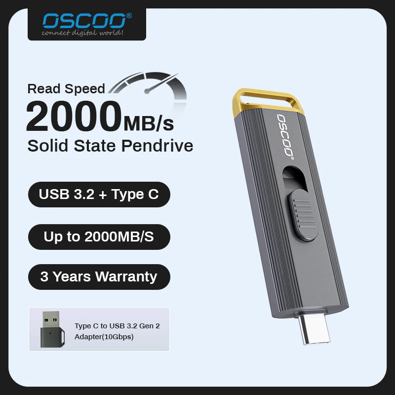 

OSCOO D8 512 ГБ 1 ТБ SSD USB-флеш-накопитель 20 Гбит/с 3D Nand Flash Type C USB-накопитель USB Gen 2 Диск памяти Беспроводной портативный SSD