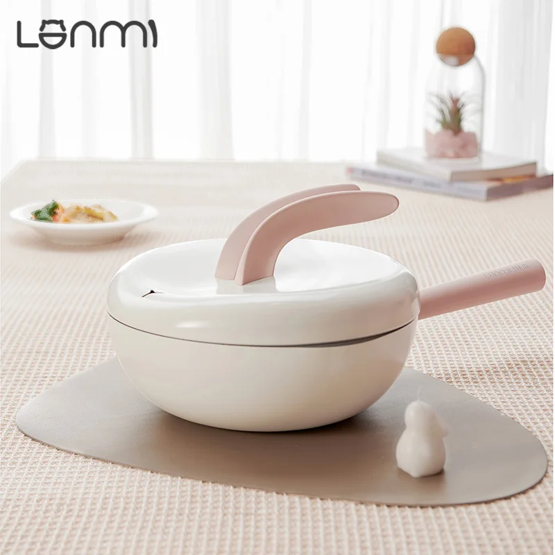 

LANMI - Горшок для снежного кролика, износостойкий, с антипригарным покрытием, с нулевым покрытием, антибактериальный, устойчивый к ржавчине, для броскания, для жарки, без фтора