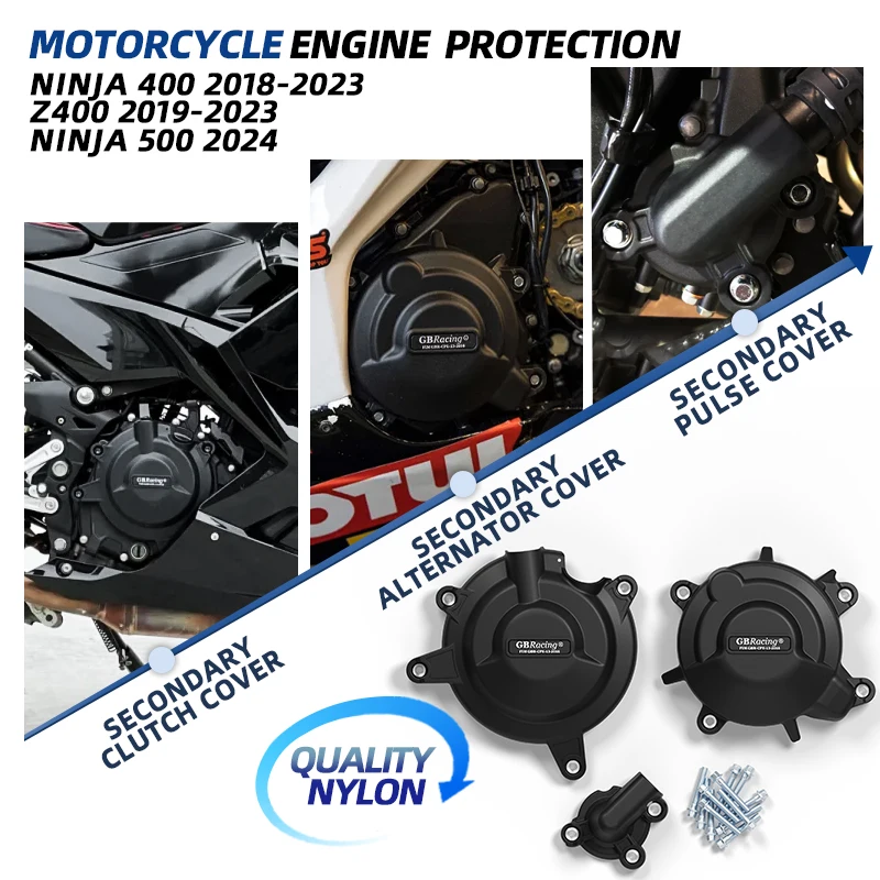 

Комплект дополнительных накладок на двигатель GBRacing для мотоциклов Kawasaki Ninja 400, Z400, Ninja 500 (2019-2023, 2024)