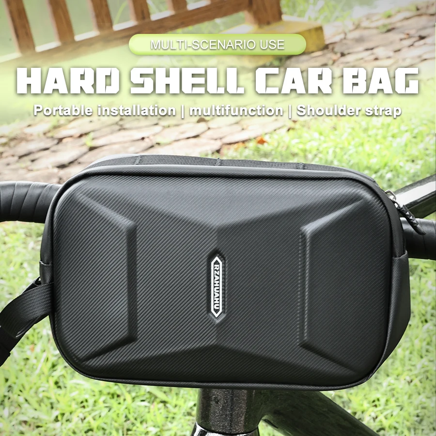 3L Hard Shell Bike Bag Bike Front Tube Bag Waterproof Storage Bag Bicycle Handlebar Basket Pack Large Capacity Cycling Panniers