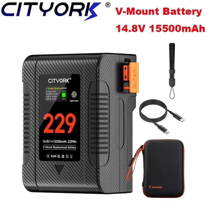 V Mount BP-229 V-Lock bp 229 Battery USB-C DC BP D-Tap Fast Charging Power for Sony Camcorder Camera Monitors MacBook LED Lights