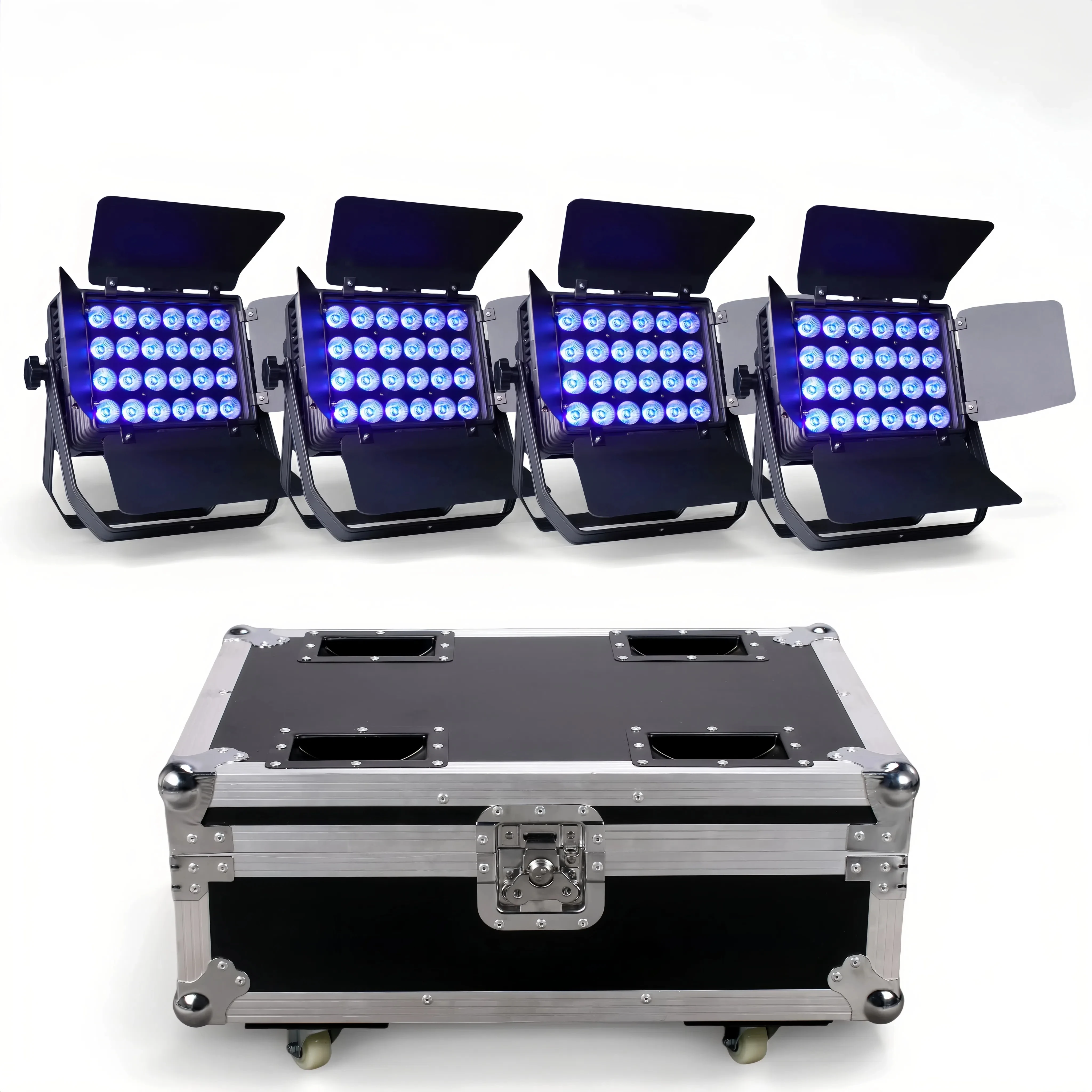 

4in1 flights case with 24x18W RGBWA UV 6 in 1 Outdoor Waterproof Stage Light LED Square Par Light DJ dmx Disco Equipment Bar