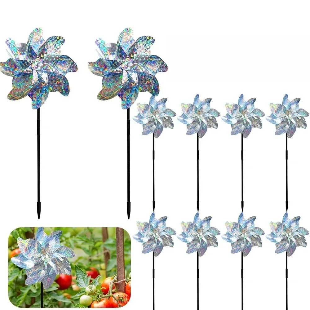 Creative Outdoor Garden Lawn Yard Decoration Bird Repellent Windmill Practical 8 Leaves DIY Birds Deterrent Windmill 2/10pcs