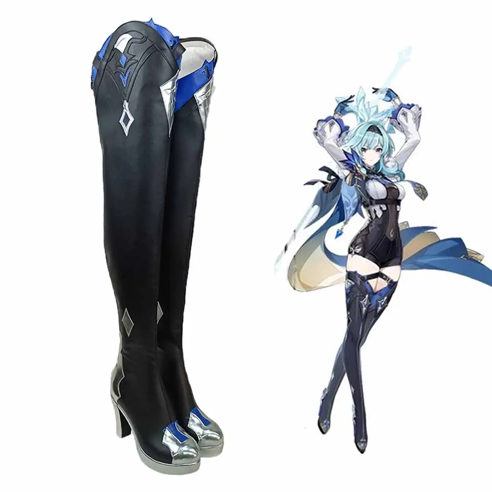 

Game Genshinimpact Eula Lawrence New Cosplay Long Boots Anime Halloween Party Role Playing Costume Prop Lovely Sexy Style Shoes