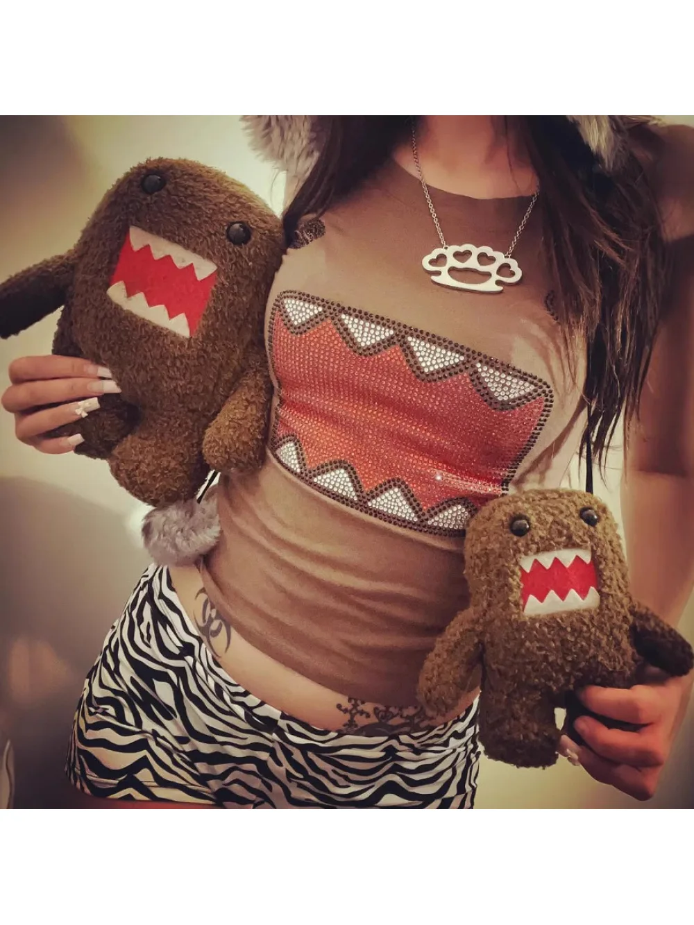 New Summer Y2K Hot Diamond Mocha Army Pattern Short Sleeve Spicy Girl Top Retro Cute Cartoon Flash Diamond Street Trendy Niche