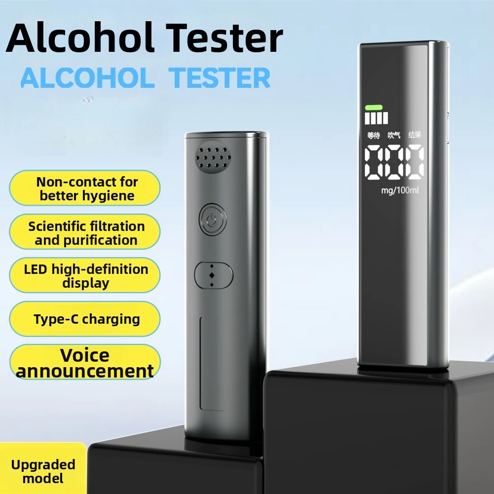 Breath Tester with Smart Anti-Fake Blow Technology Fast Detection Semiconductor Sensor Plastic Device 10.8x3.2x1.8cm