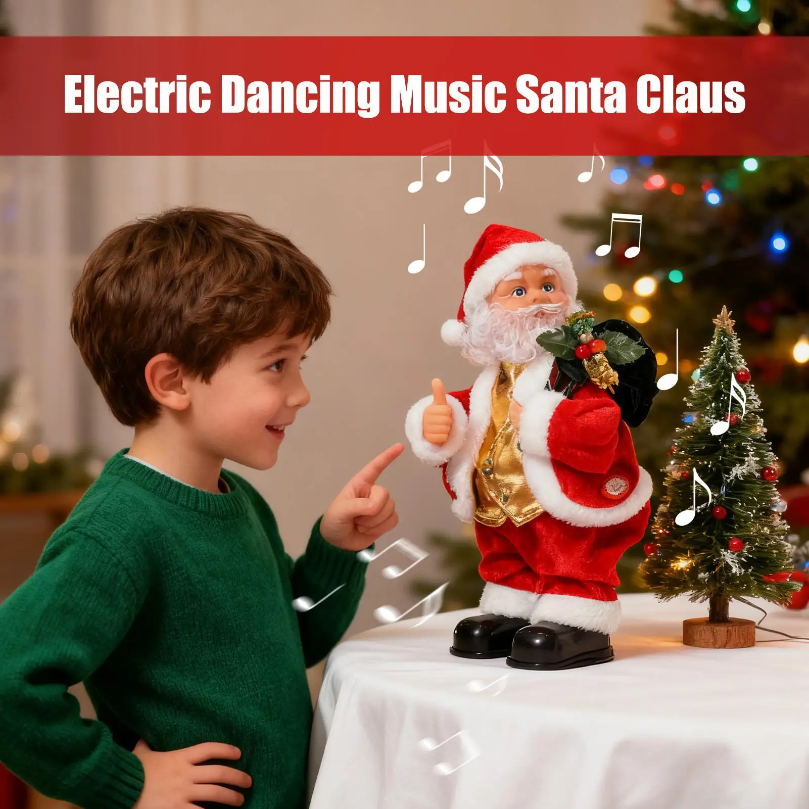 Dancing Santa Claus with Music Electric Figurine Hips Shaking Christmas Santa Claus Figure for Adults Teens Home Decor Nursery