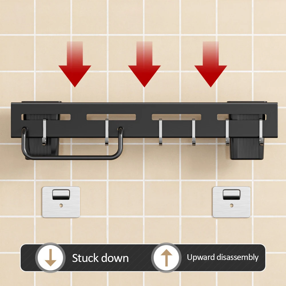 Kitchen Storage Rack Stainless Steel Wall-Mounted Multifunctional Storage Knife Rack Detachable with Multiple Brackets and Hooks