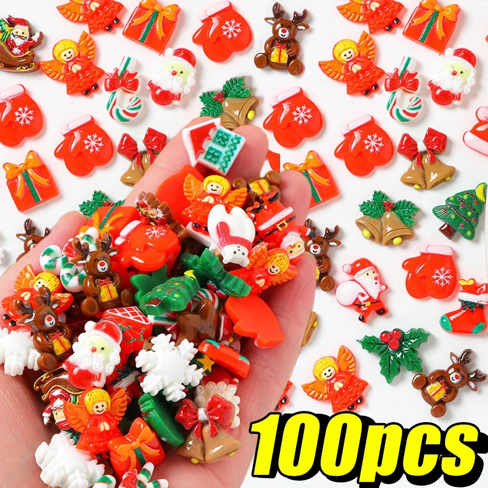 

Cute Small Christmas DIY Ornament Xmas Santa Tree Bell Mixed Style Decoration for Hand Crafts Phone Case Hairpin Accessories