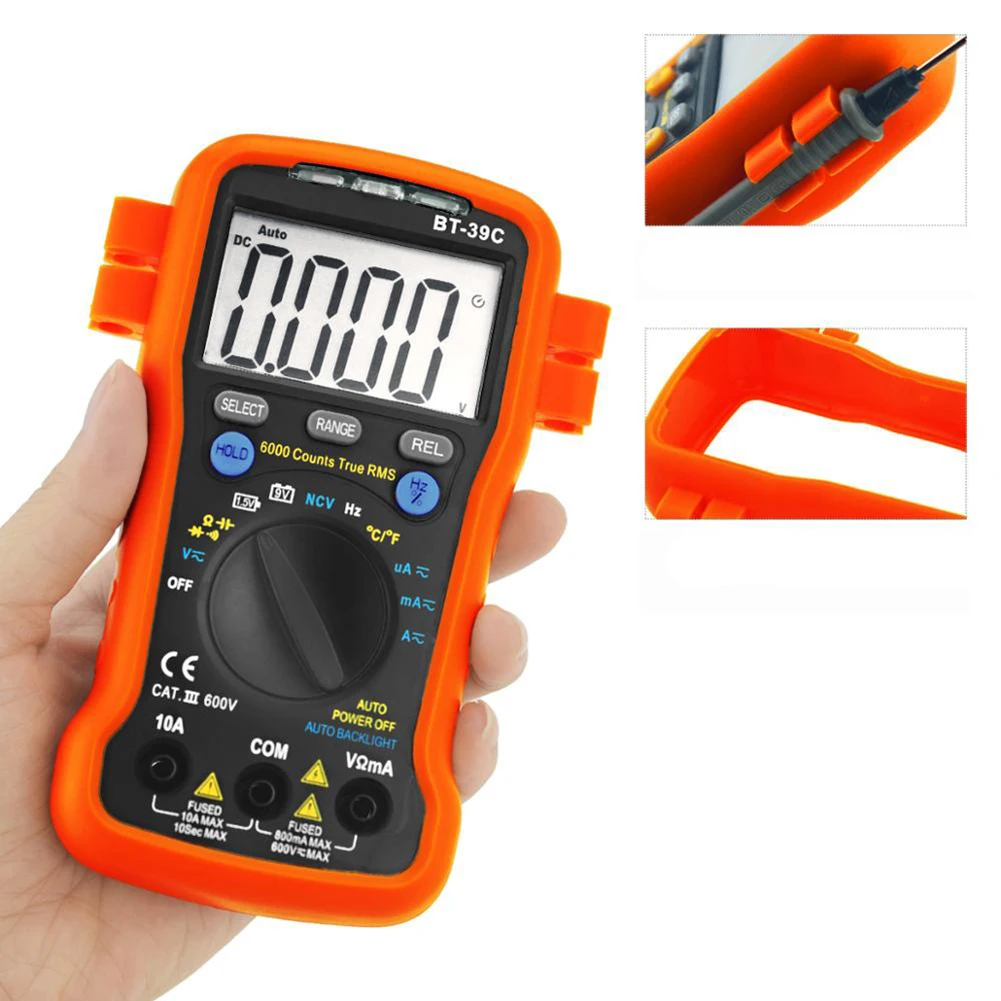 

Digital Multimeter with Backlight and Auto Ranging for Accurate Measurement of Voltage Current Resistance and Frequency