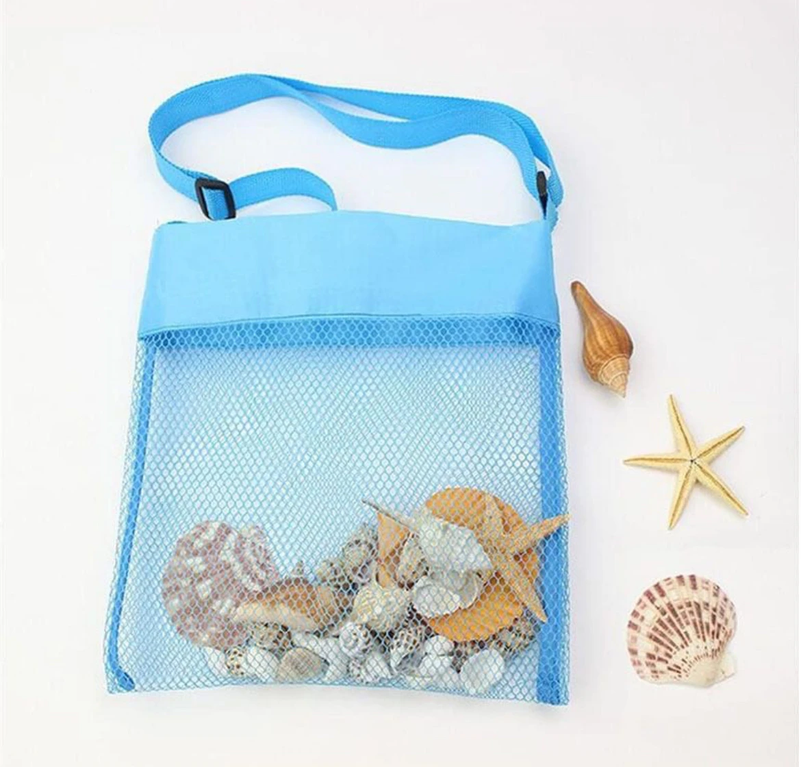 

Bright Blue Mesh Beach Tote Bag, Lightweight Breathable Mesh Shoulder Bag with Adjustable Strap, Foldable Sandproof Pool & Travel Tote for Summer Outdoor Activities