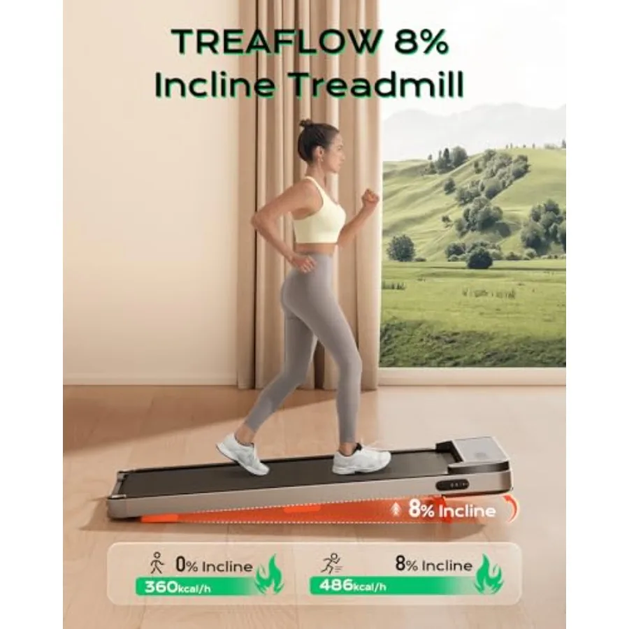 Home office walking pad treadmill with incline portable under desk treadmill in black 2.5HP motor 265 lbs ccity remote control