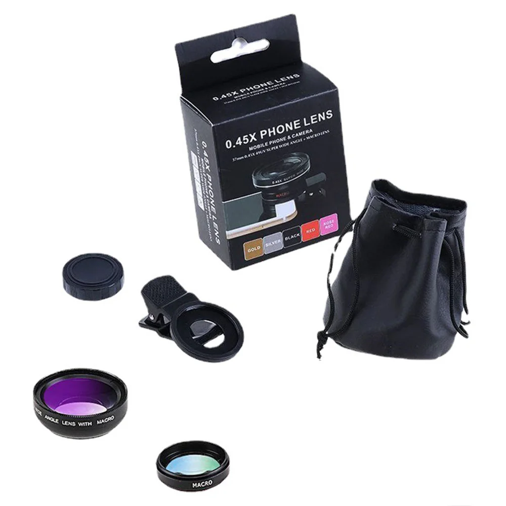 2 in 1 카메라 렌즈 범용 휴대 전화 전문 37MM 0.45X 49UV 슈퍼 광각 + 매크로 2-in-one 휴대 전화 렌즈