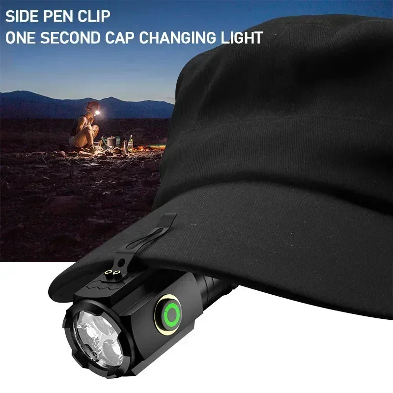 P35 LED Flashlights USB C Rechargeable Mini 18350 18650 Battery Flashlight Ultra Powerful Torch Waterproof Magnetic Flash Light