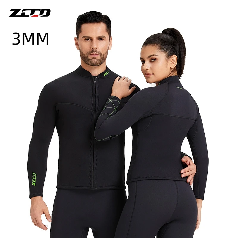 

3MM Neoprene Long Sleeve Front Zipper Snorkeling Spearfishing Keep Warm Wetsuit Top Scuba UnderWater Hunting Swim Diving Jacket