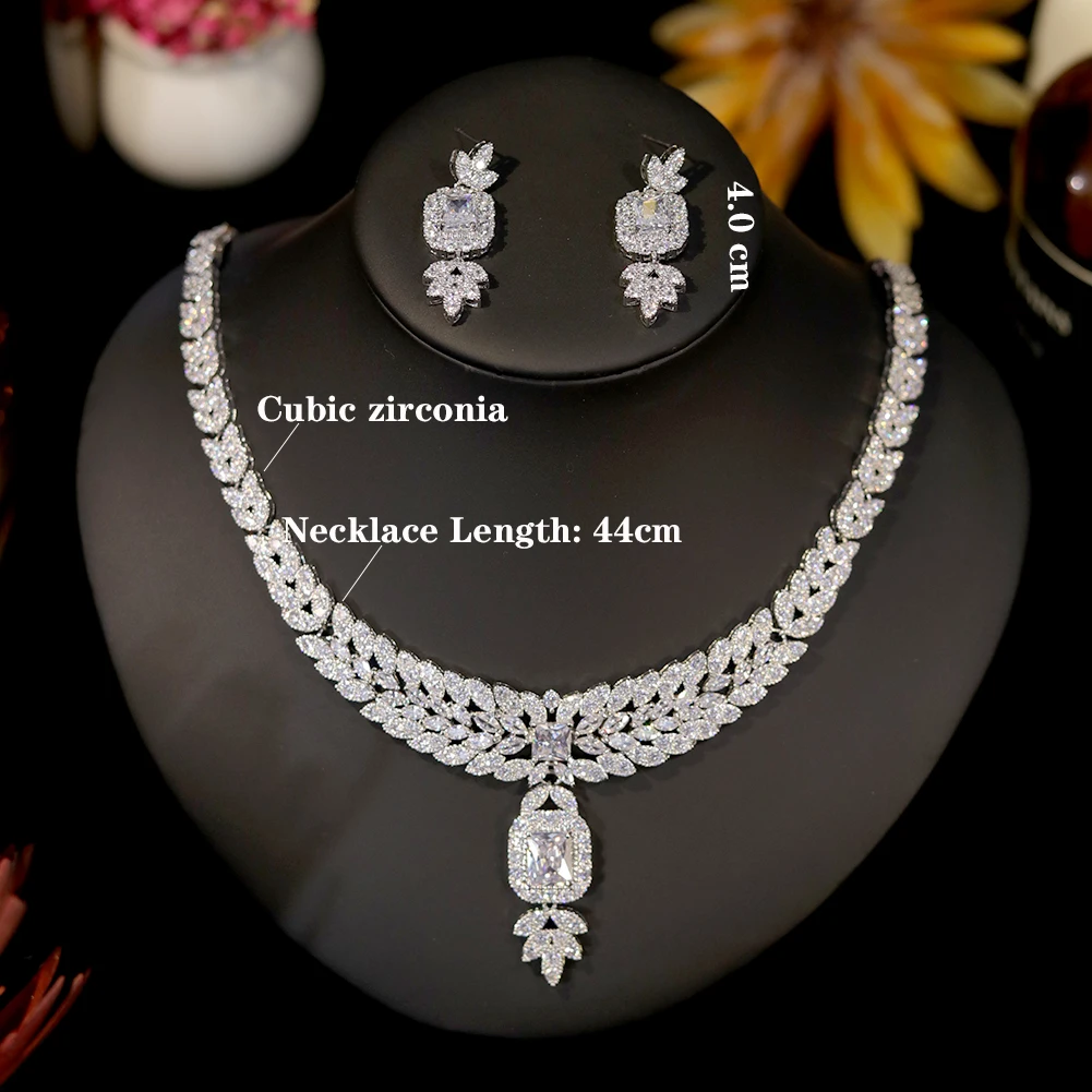 Imagem -06 - Asnora-cubic Zirconia Praça Colar Pingente para Mulheres Nupcial Conjunto de Jóias Espumante Casamento Prom