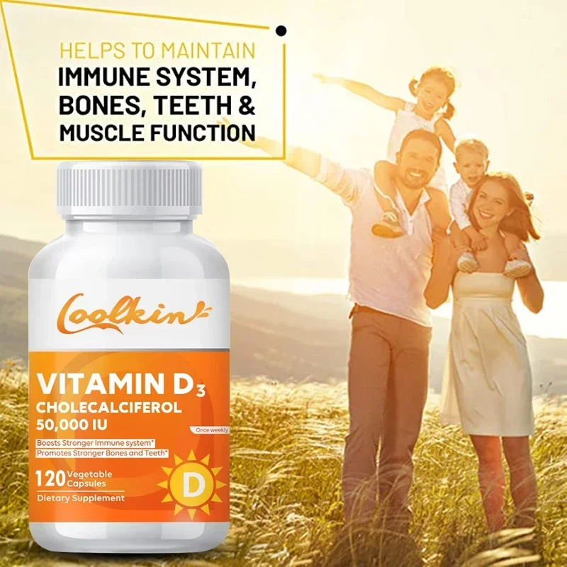 High Potency Vitamin D3 50,000 IU - 120 Vegetarian Capsules - Gluten Free Non-GMO Vitamin D Supplement