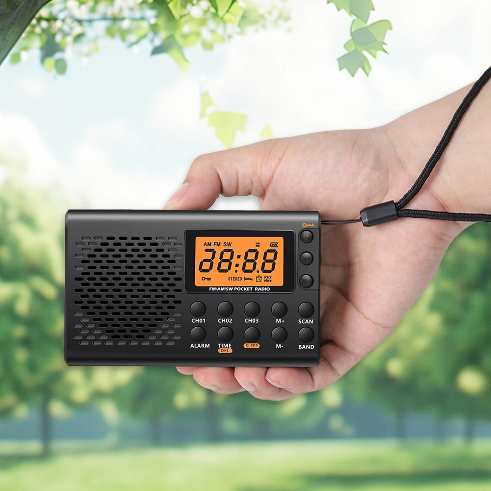 

Portable Radio Digital Display AM/FM Shortwave Radio with Sleep Timer and Alarm Clock Function Battery Operated Radio