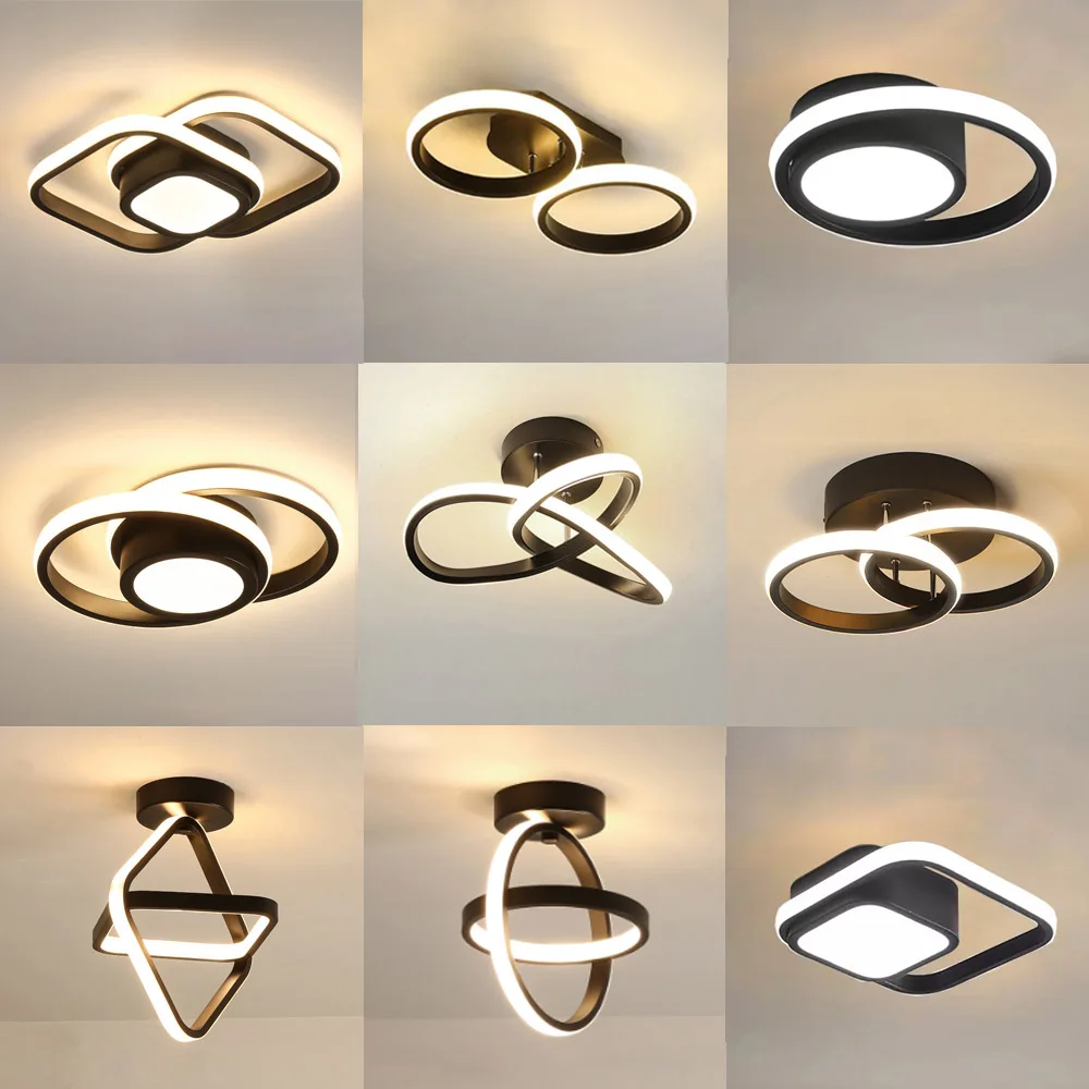 

Modern LED Ceiling Lights Aluminum Black For Bedroom Study Hallway Entryway Kitchen Balcony Washroom Indoor Lighting Fixtures