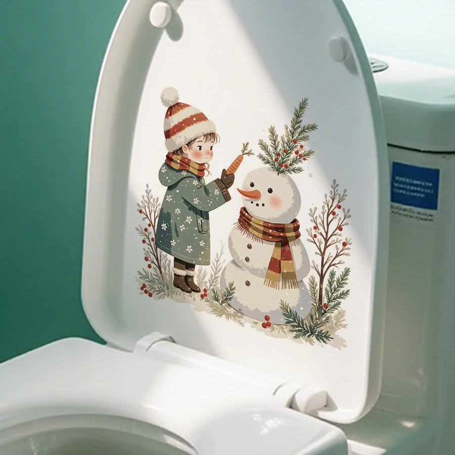 Cartoon Weihnachten Schneemann Wc Deckel Aufkleber Abnehmbare PVC Badezimmer Dekor Für Schlafzimmer Wohnzimmer Badezimmer Dekor Wc Aufkleber