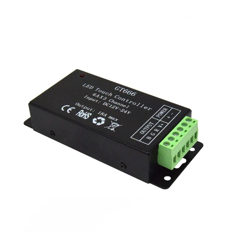 GT666 3 Kanäle LED-Streifen-Controller DC12V 24V 18A RF Touch Remote RGB LED Bar Dimmer Band RGB Lichter Schalter