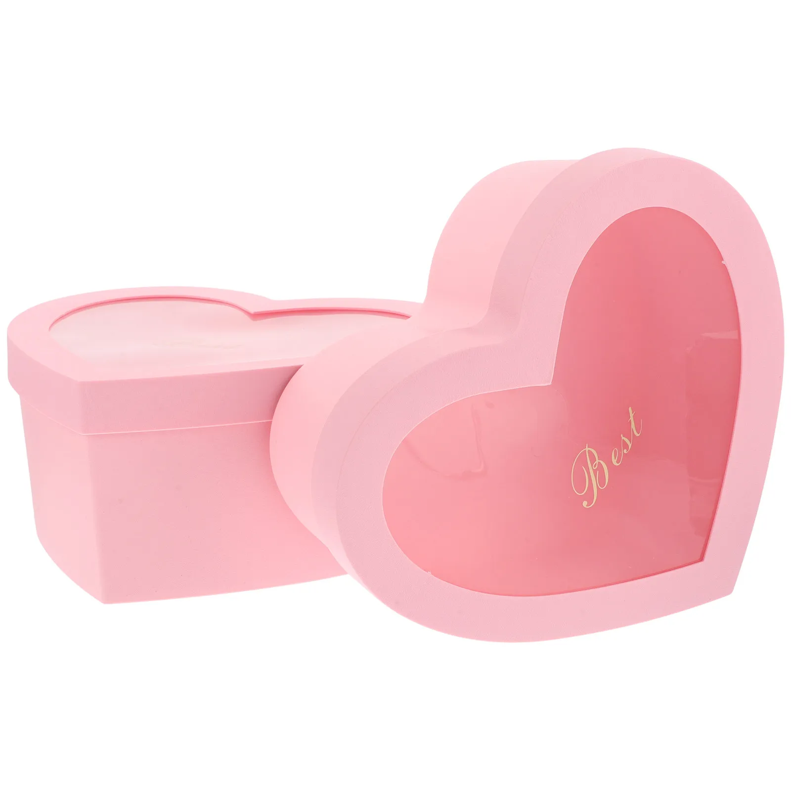 

Набор из 2 подарочных коробок в форме сердца для цветов, роскошная коробка для цветов с прозрачной панелью, прочное основание, не опрокидывается, идеально для романтических подарков