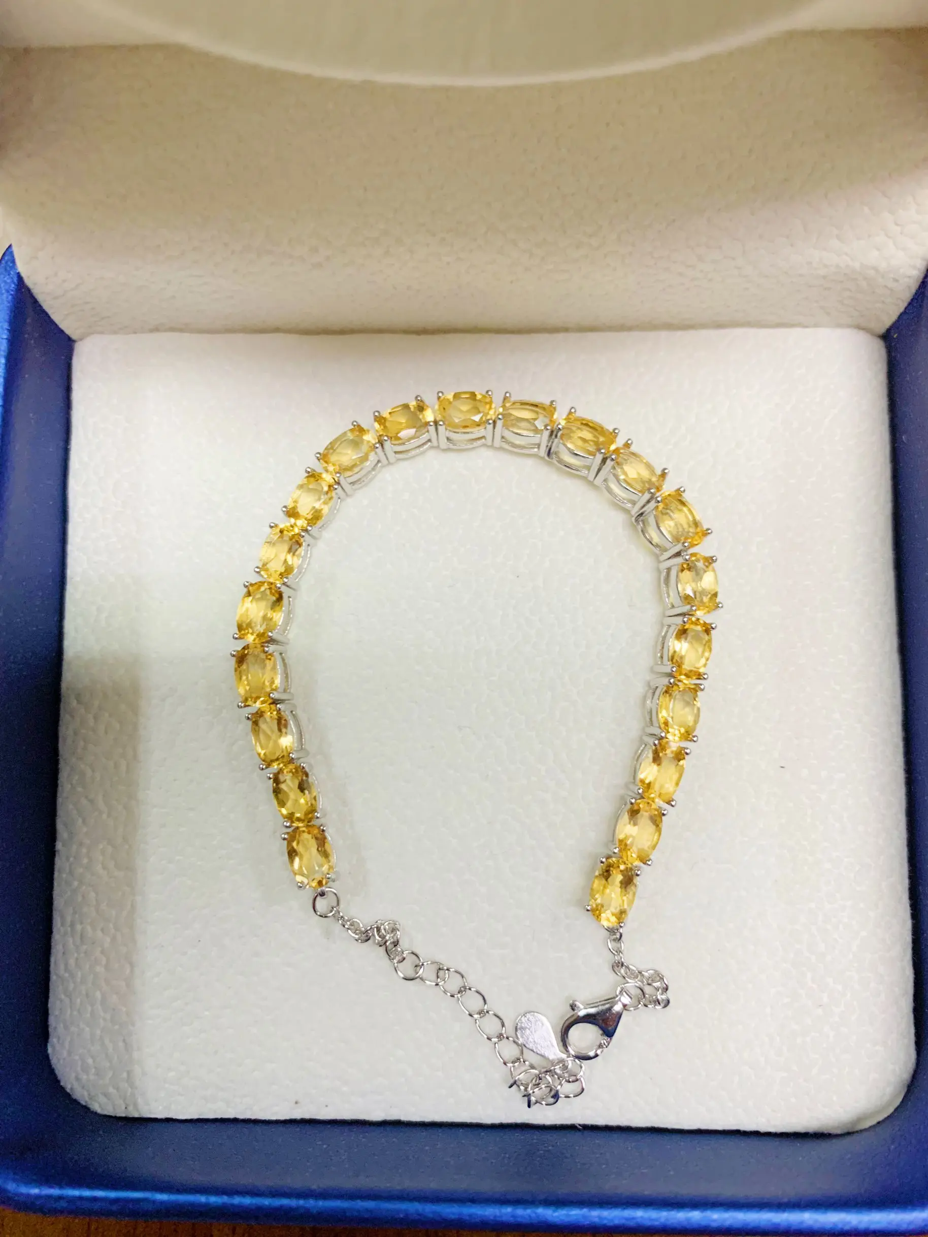 Citrine Fine Jewelry Woman Citrine Bracelet With Natural Citrine Gemstone 4*6mm Lady Silver Citrine Bracelet For Dating Gift