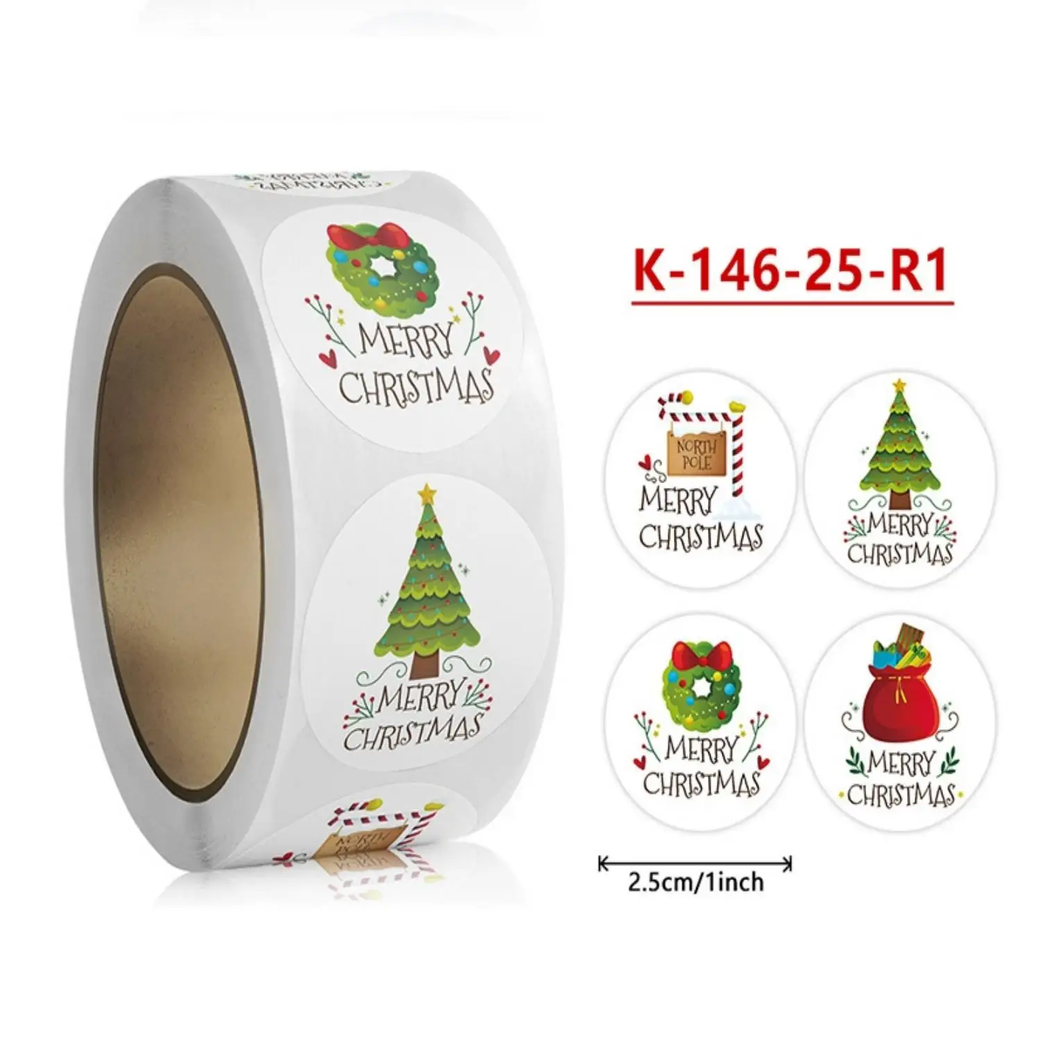 2026 Merry Christmas Round Stickers Xmas Tree Wreath Gift Bag North Pole Sealing Labels Self Adhesive Gift Wrap Stickers Holiday Envelope Decor Tags for Xmas Party Packaging Supplies view 4