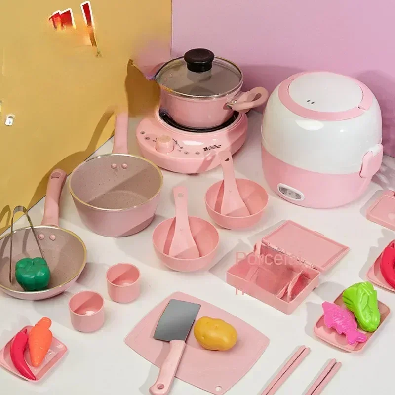 Girl Baby Can Cook Funny Mini Kitchen Real Cooked Family Toy Set Girl Toys New Toddler Life Play Kitchen Accessories