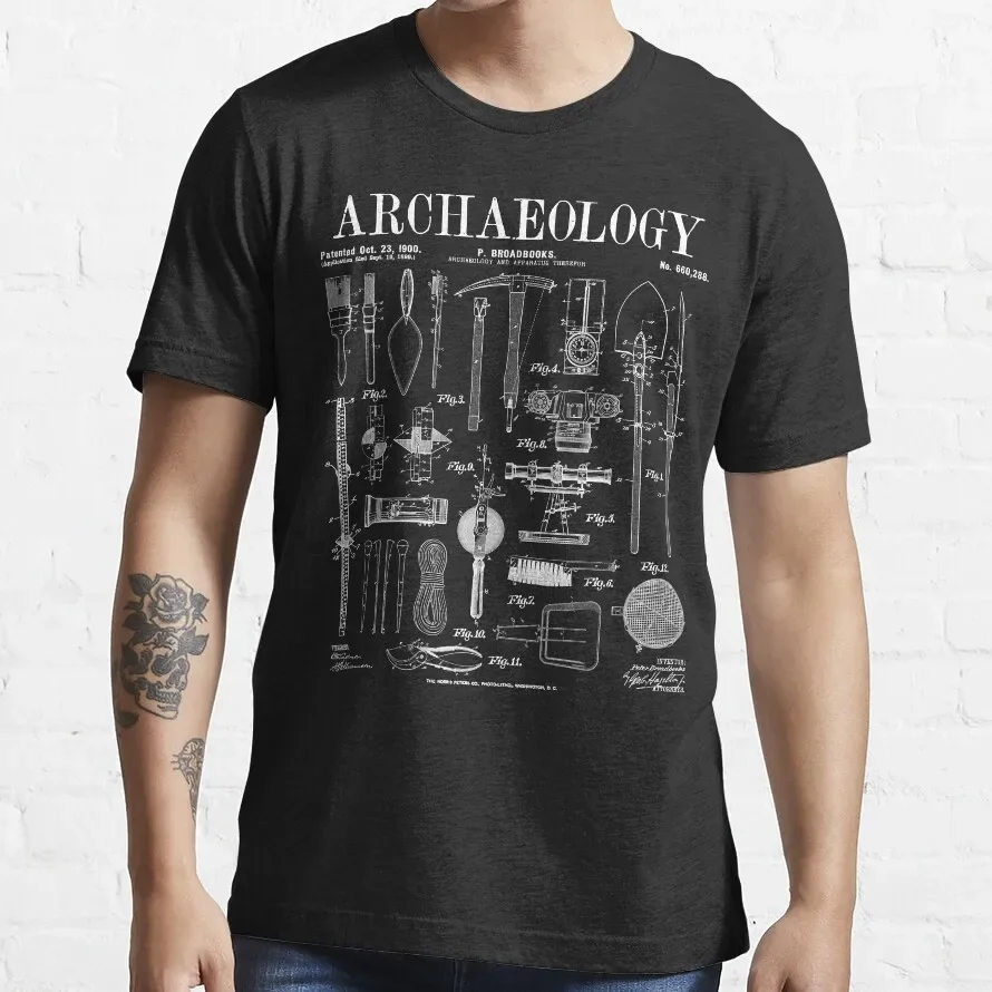 Archaeologist Archaeology Student Field Kit Vintage Patent T-Shirt Streetwear Oversized Printed Unisex Tees Chun Li Grand Master