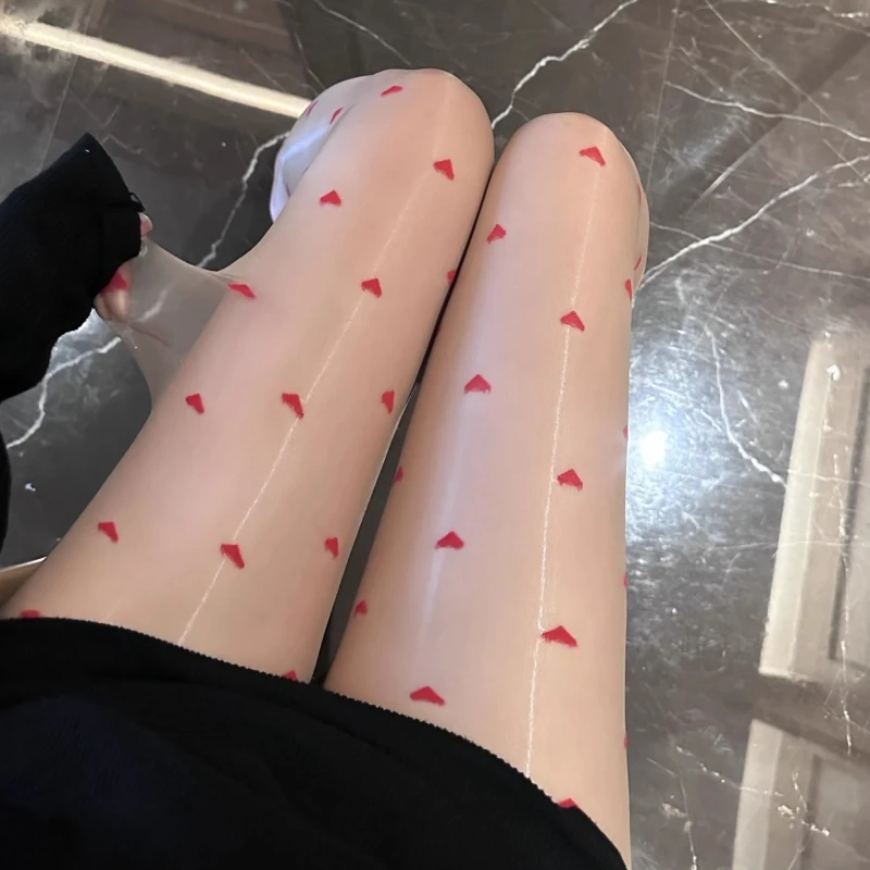 الحلو القلب طباعة لوليتا تأثيري الملابس الداخلية 5D النفط لامعة مفتوحة المنشعب الجوارب المرأة مثير ملابس داخلية شفافة القطب الرقص كلوبوير