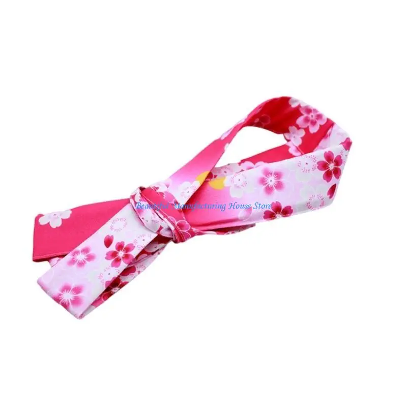 E56A Stylish Women Kimono Collar Accessory Flower Pattern Japanese Stiff Collar
