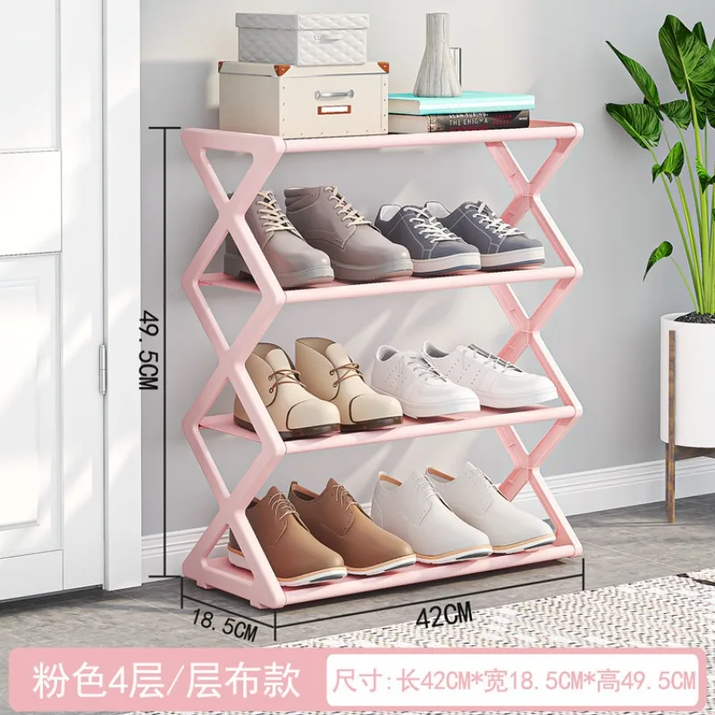 Dustproof X-Shaped Shoe Rack, Multilayer Steel Tube & Plastic Storage Shelves, Easy-Assembly Organizer for Home and Entryway