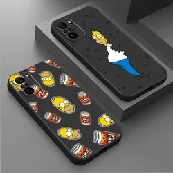 Kreskówka Cute The Simpsons etui na telefon dla Xiaomi Redmi Note 12 11E 11S 11 11T 10 10S 9 9T 9S 8T Pro Plus 5G czarna okładka