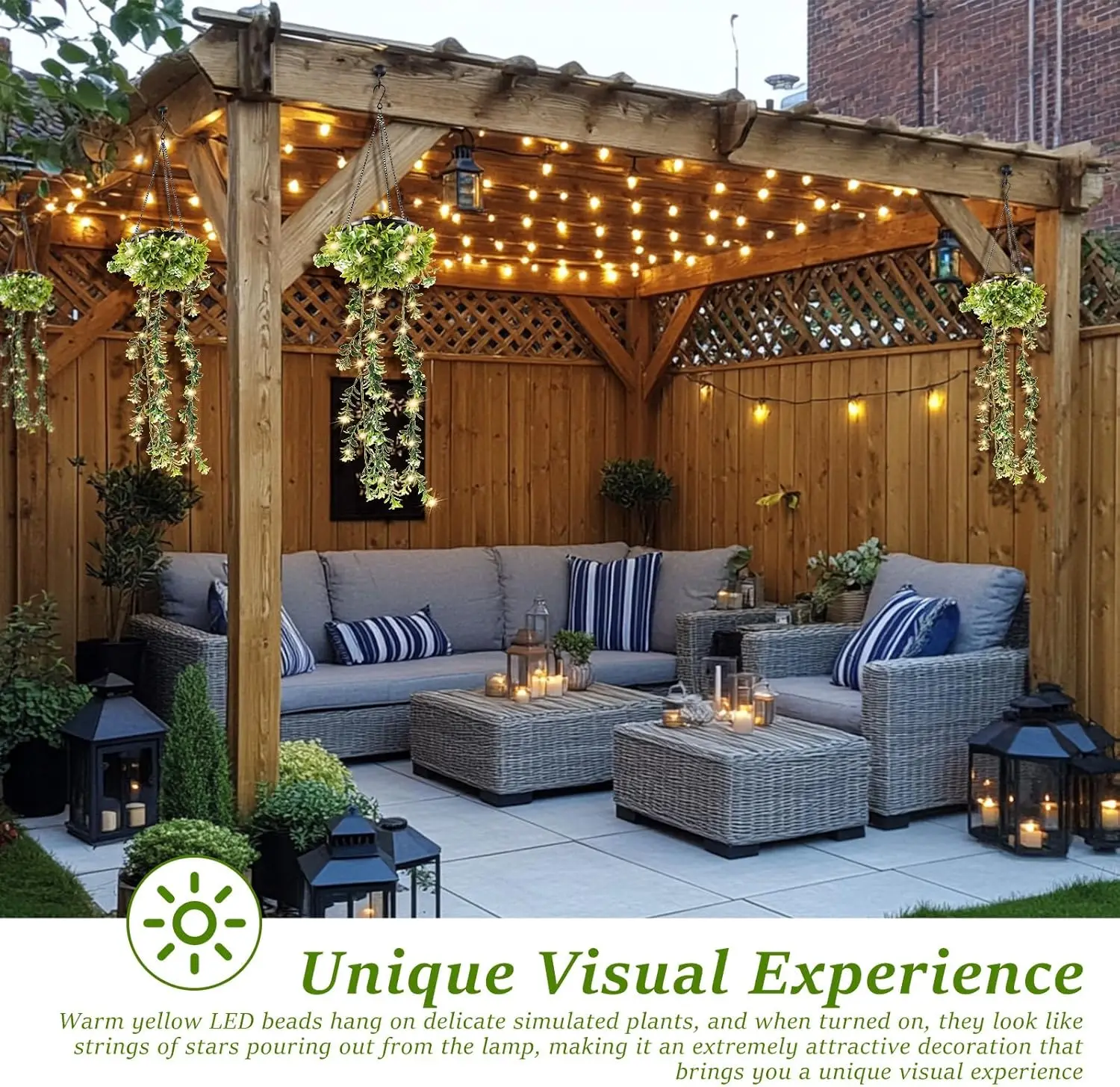 

Artificial Plant Solar Light Waterproof Solar Garden Lamp Butterfly & Flower Decor Hanging Light for Outdoor Wedding Party Yard