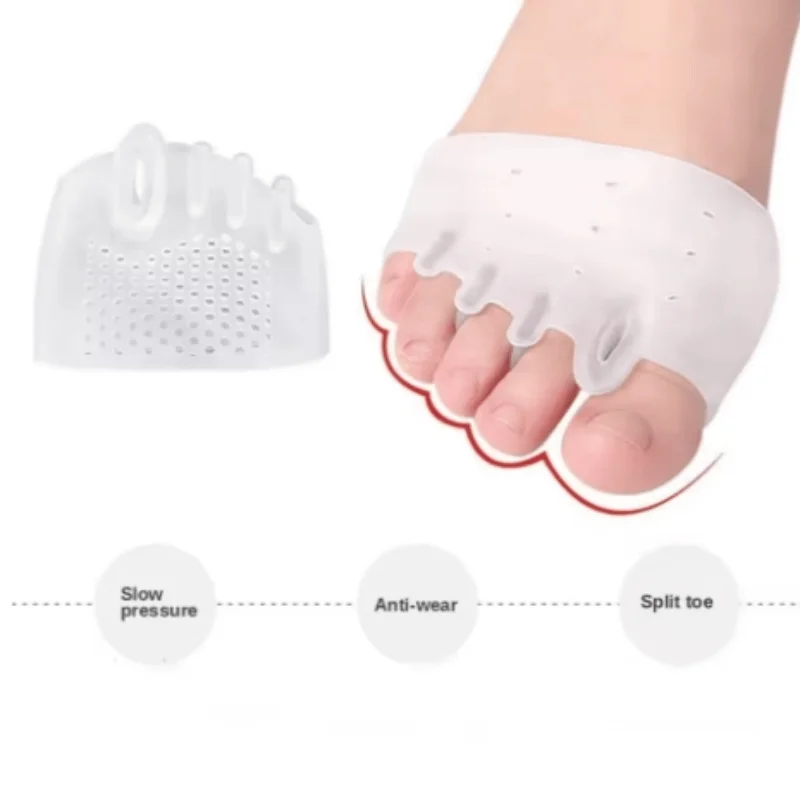 1pairSilicone Toe Separator Hallux Valgus Corrector Bunion Orthotics Protector Pain Relief Forefoot Pad Socks Foot Care Pedicure