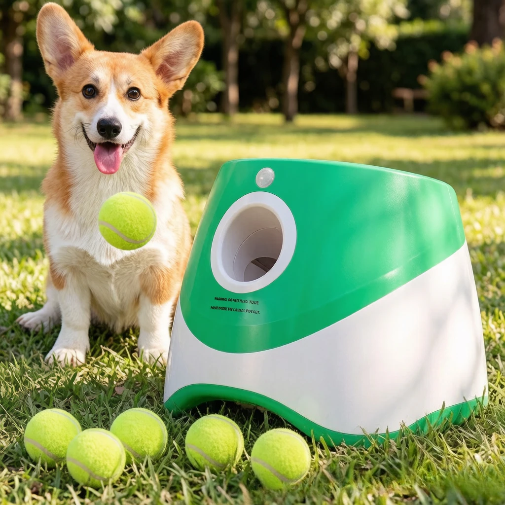 Ball Launcher Dog Tennis Thrower Outdoor Interactive Fetch Toy for Large Medium Small Pets with Long Battery Life Durable