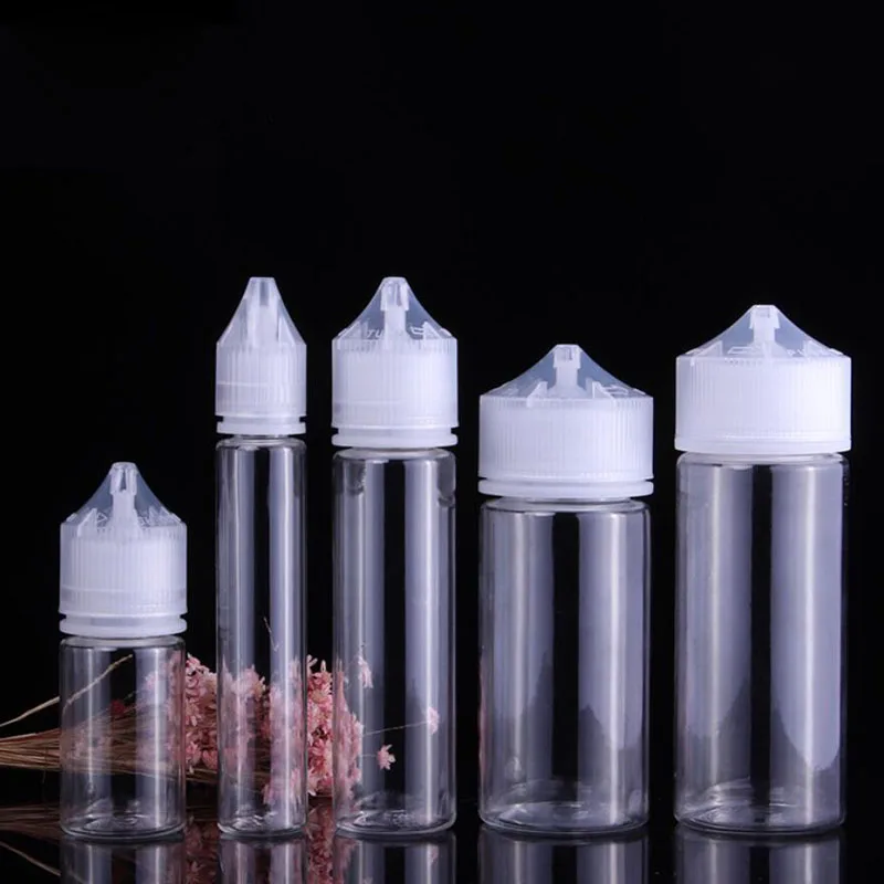 100pcs 30ml/60ml/100ml/120ml Plastic PET Empty Dropper Bottles E Liquid Eye Clear Water Long Tip Cap e juice Oil Vape Pen Bottle