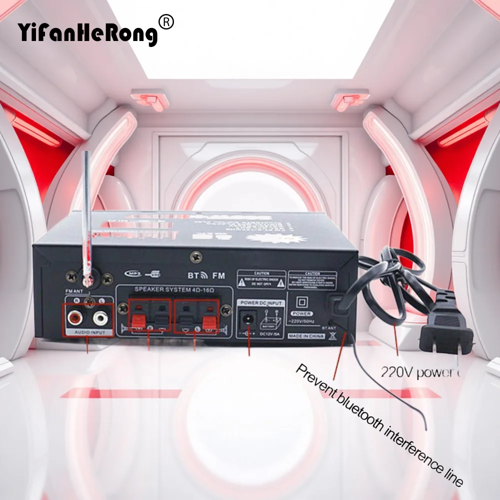 600 Вт FM-радио автомобильный HIFI усилитель аудио стерео мини-усилитель 12 В/220 В мощность Bluetooth-совместимый 2-канальный усилитель для домашнего кинотеатра