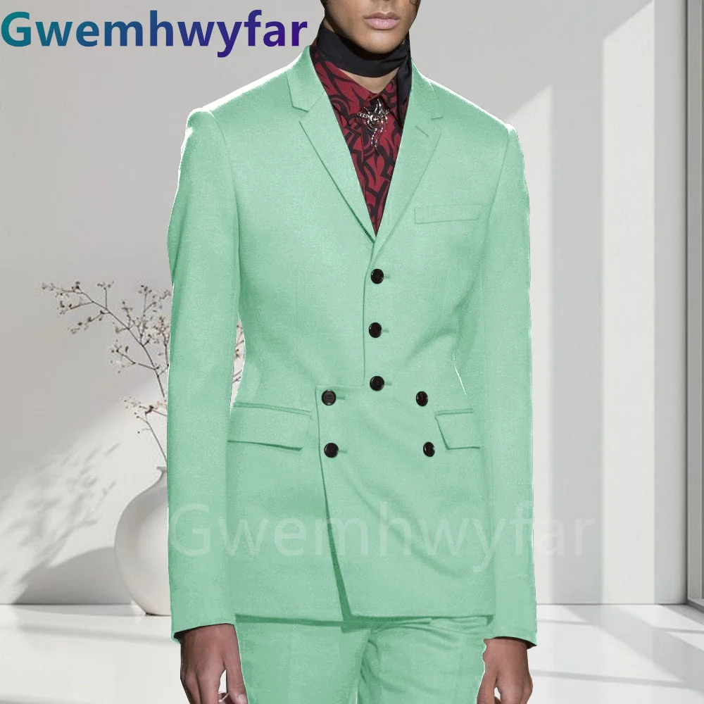 Gwenhwyfar Fashion Slim Fit Blazer Pants Set Classic Formal Business Wedding Tuxedos For Men Casual Clothing Men Suit