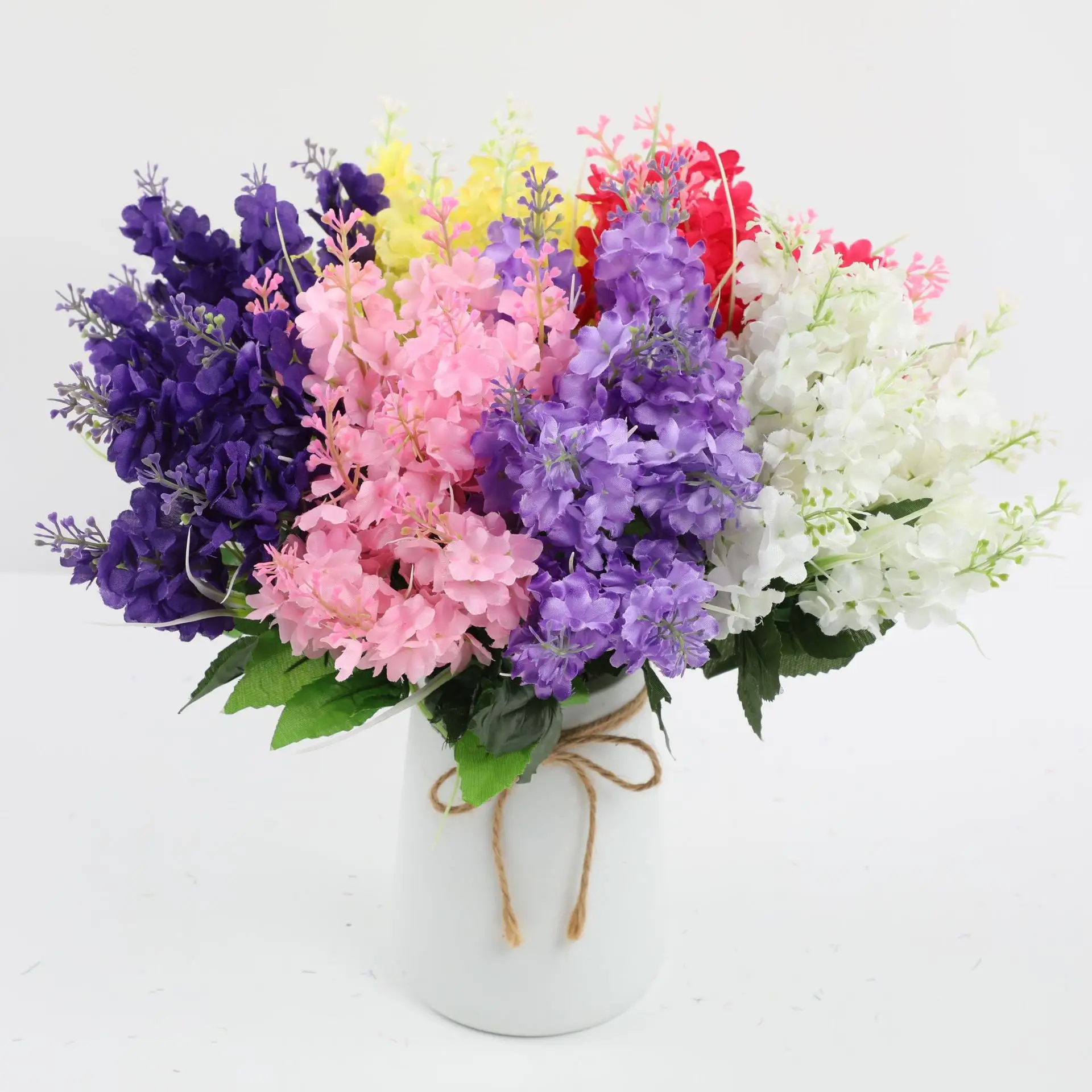 زهور صفير صناعية، باقات على الطراز الشمالي، ديكورات المنزل والفنادق، ترتيبات الأزهار، لافندر مزيف بالجملة