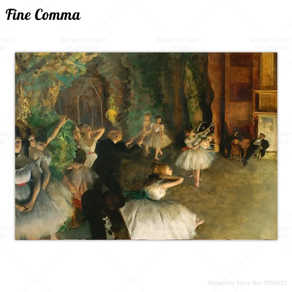 The Rehearsal of the Ballet Onstage Edgar Degas Oil Painting Copy Vintage Poster Wall Art Canvas Print Reproduction Home Decor