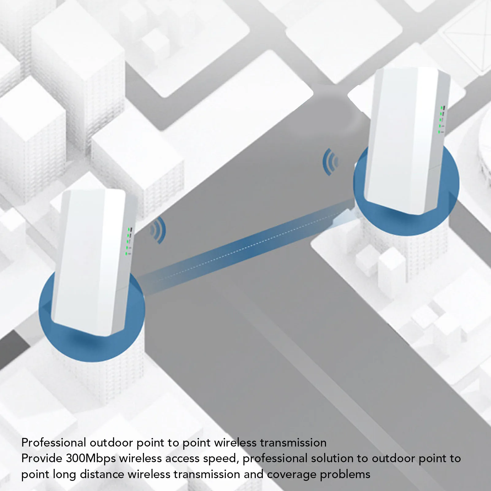 2.4G Wireless Bridge 300Mbps 500m Long Range Point to Point IP65 Waterproof WiFi Bridge Kit for Outdoor Outdoor Wireless Bridge
