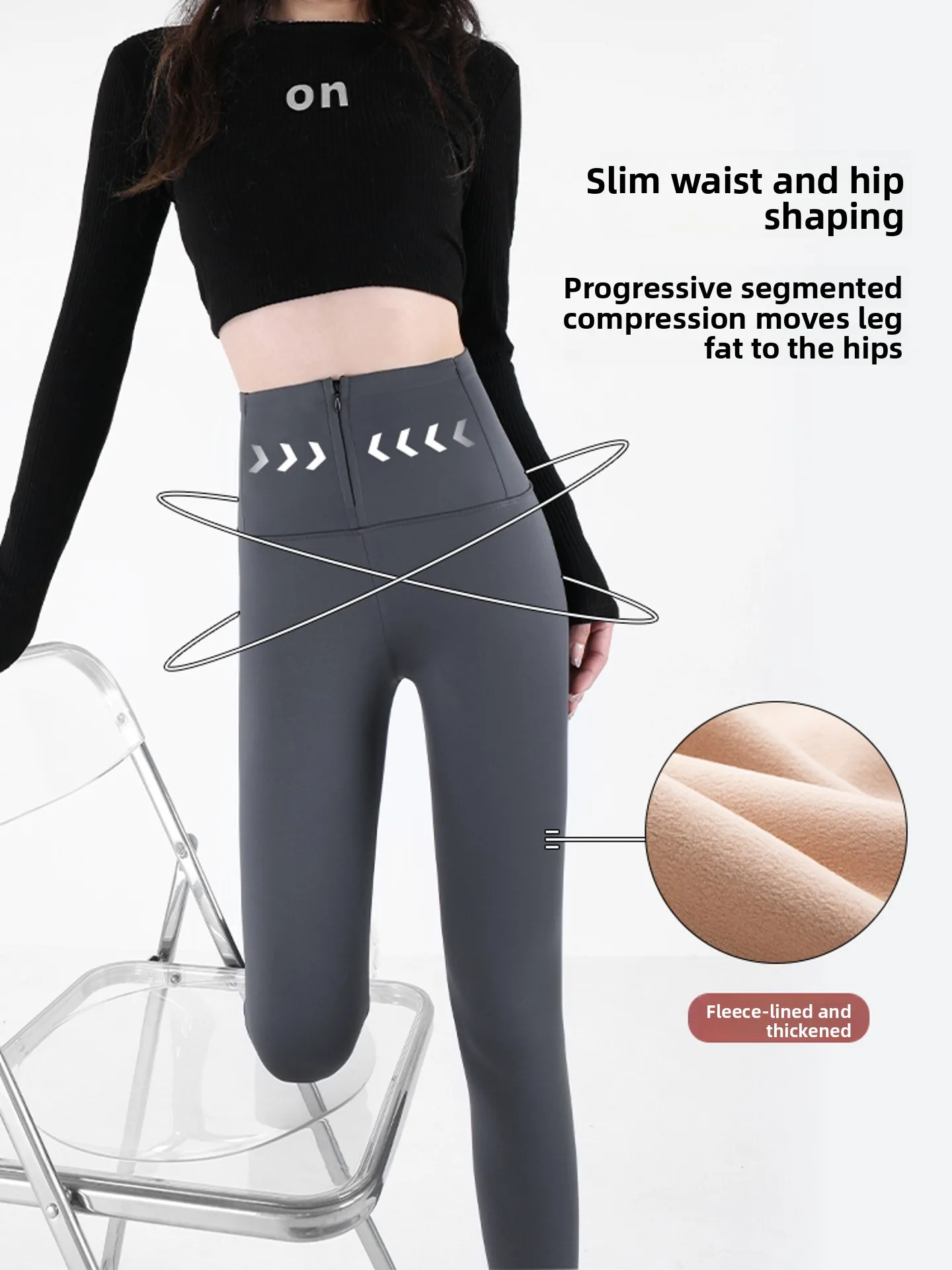 Pantaloni da yoga a vita alta Thiened Fce in pelle di arca Pantaloni da donna autunno inverno dimagranti con strato di base stretto Sollevamento del sedere Addome S...